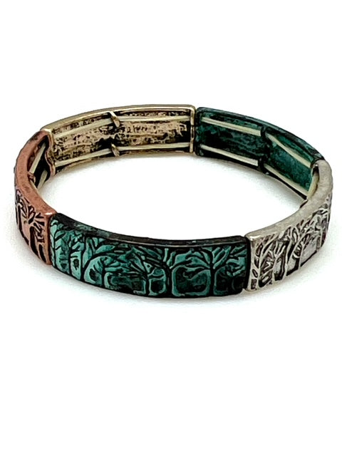 Patina Stretch Bracelet - Tree of Life IV