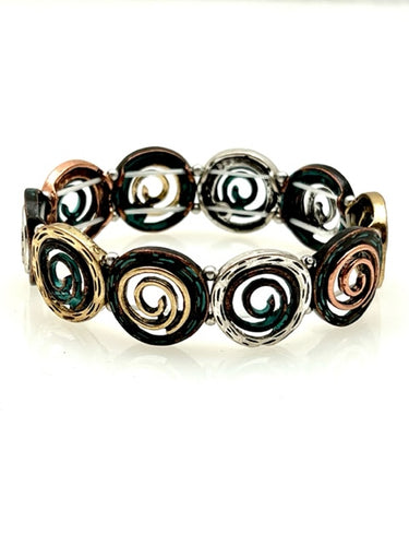 Patina Stretch Bracelet - Mixed Shapes Design 7