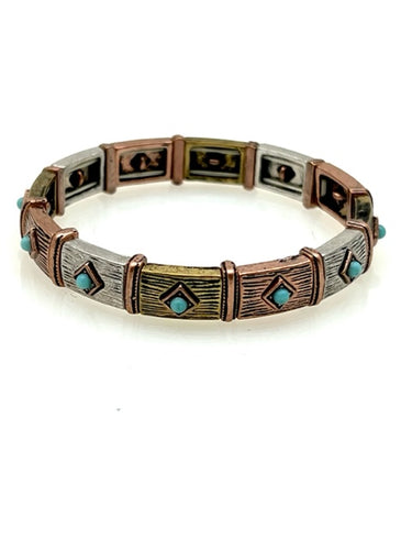 Patina Stretch Bracelet - Mixed Shapes Design 13