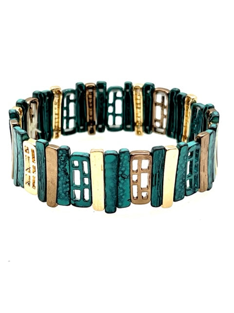 Patina Stretch Bracelet - Mixed Shapes Design 14