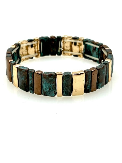 Patina Stretch Bracelet - Mixed Shapes Design 16