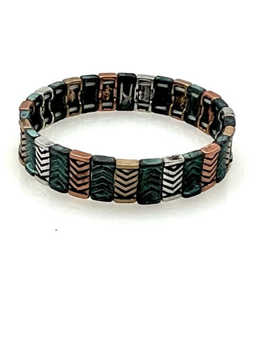 Patina Stretch Bracelet - Mixed Shapes Design 17