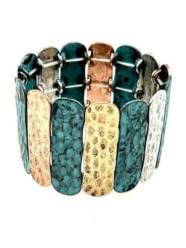 Patina Stretch Bracelet - Mixed Shapes Design 20