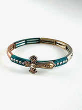 Patina Stretch Bracelet Hope Dream Trust with Cross