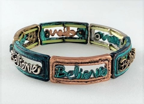 Patina Stretch Bracelet Believe