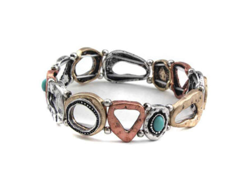 Patina Stretch Bracelet - Mixed Shapes Design 5