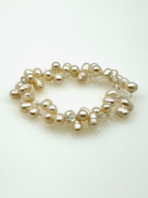 Freshwater Pearl Stretch Bracelet with Crystal beads