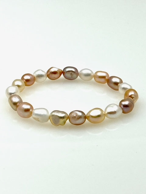 Multiple Pastel Freshwater Pearl Stretch Bracelet