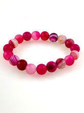 Genuine Stone Bracelet 10mm Bead Size Hot Pink Agate