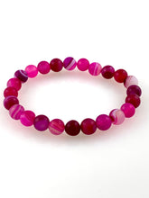 Genuine Stone Bracelet 10mm Bead Size Hot Pink Agate