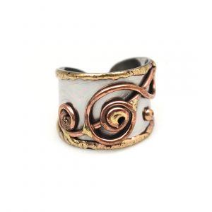 Multi Metal Adjustable Artisan Ring - Music Treble Clef