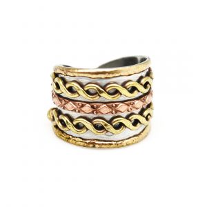 Multi Metal Adjustable Artisan Ring - Waves