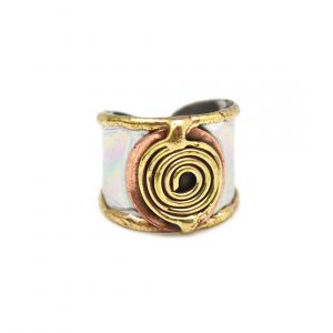 Multi Metal Adjustable Artisan Ring - Spiral