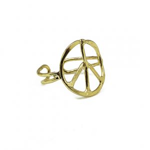 Gold Plated Wire Adjustable Peace Sign Ring