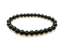 Genuine Stone Bracelet with 8 and 10mm Bead Sizes - Shiny Black Agate