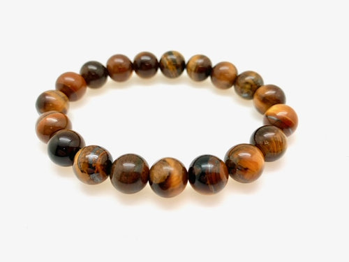 Genuine Stone Bracelet with 6, 8 and 10mm Bead Sizes - Tigers Eye