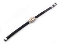 Black Leather Snap Inspirational Bracelet FAITH