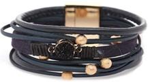 Leather Magnetic Bracelet Druzy Black