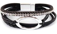 Leather Magnetic Bracelet Black