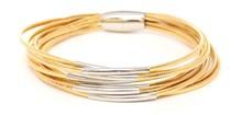 Gold Magnetic Bracelet with Multi-strand Piano Wire