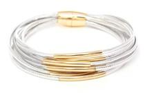 Silver Multi-strand Piano Wire Magnetic Bracelet