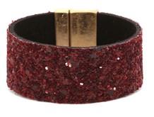 Leather Druzy Magnetic Bracelet Burgundy