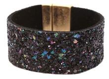 Leather Druzy Magnetic Bracelet Navy