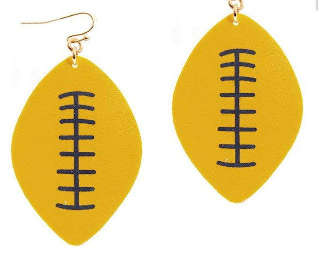 College Football Leather Sport Earrings Yellow and Blue